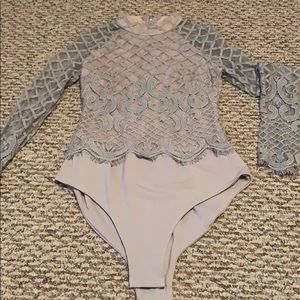 High neck lace bodysuit